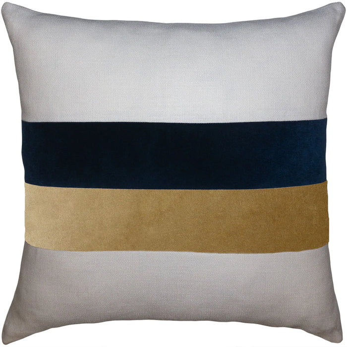 Blue & Camel Stripe Throw Pillow Cover - Designer Collection