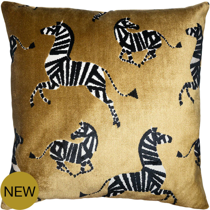 Gold Zebra Throw Pillow Cover - Designer Collection