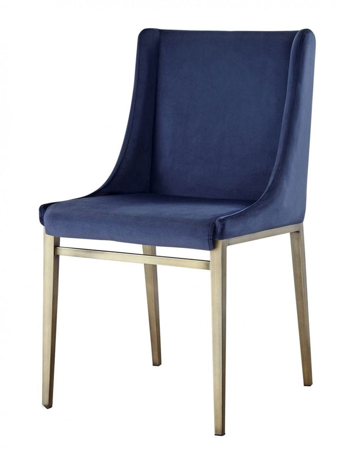 Sita Blue Velvet & Antique Brass Dining Chair (Set of 2)