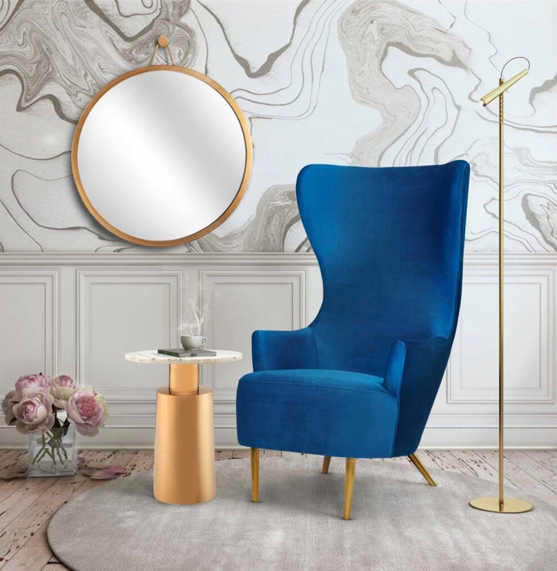 Versailles Blue Velvet Wingback Chair - Luxury Living Collection