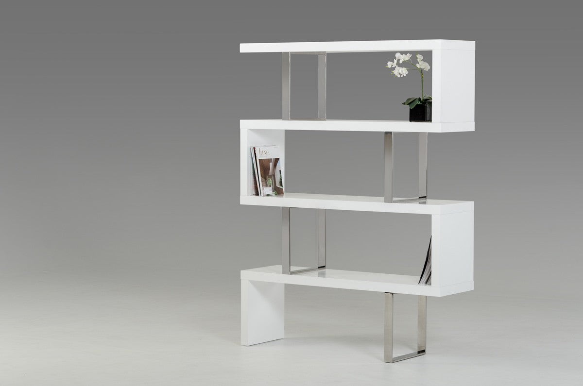 Elexis Modern White High Gloss Bookcase