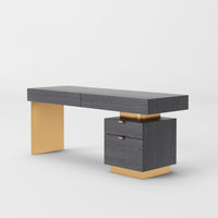 Elexis Modern Grey Elm & Gold Office Desk