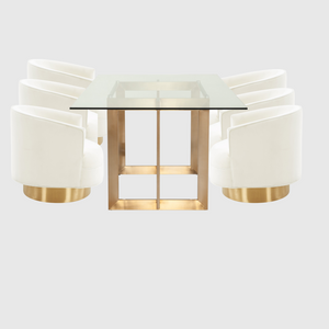 Elspeth Modern Glass & Brass Dining Table