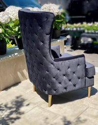 Rolf Black Tall Tufted Back Chair - Luxury Living Collection