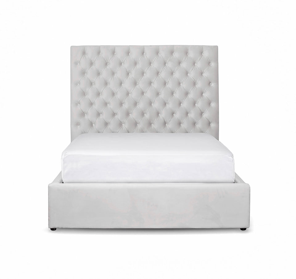 Monroe Light Grey Velvet Bed