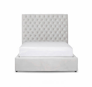Monroe Light Grey Velvet Bed