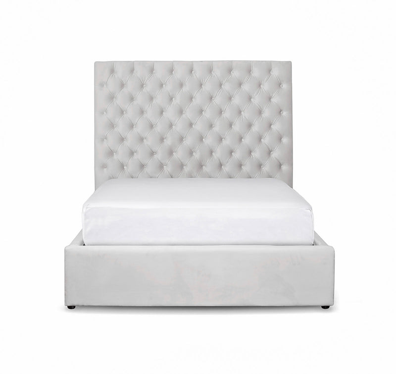 Monroe Light Grey Velvet Bed