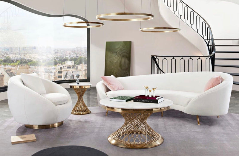 Tessa Light Cream Velvet Sofa - Luxury Living Collection