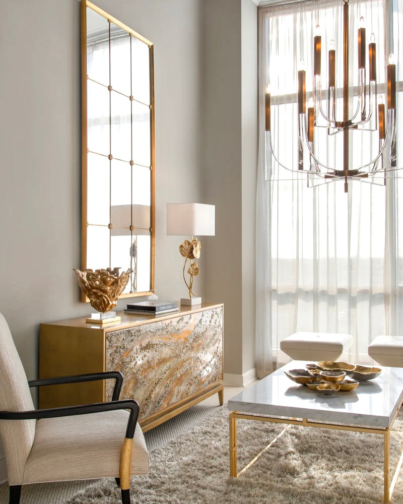 Hape Acrylic and Brass Ten-Light Chandelier - Luxury Living Collection