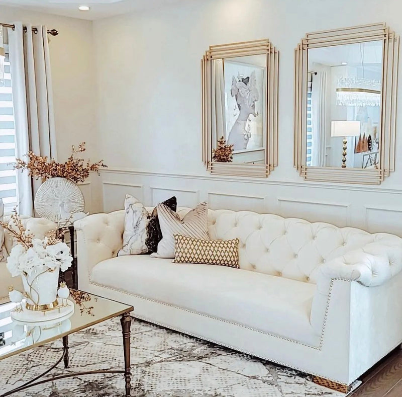 Off white velvet sofa Clearance