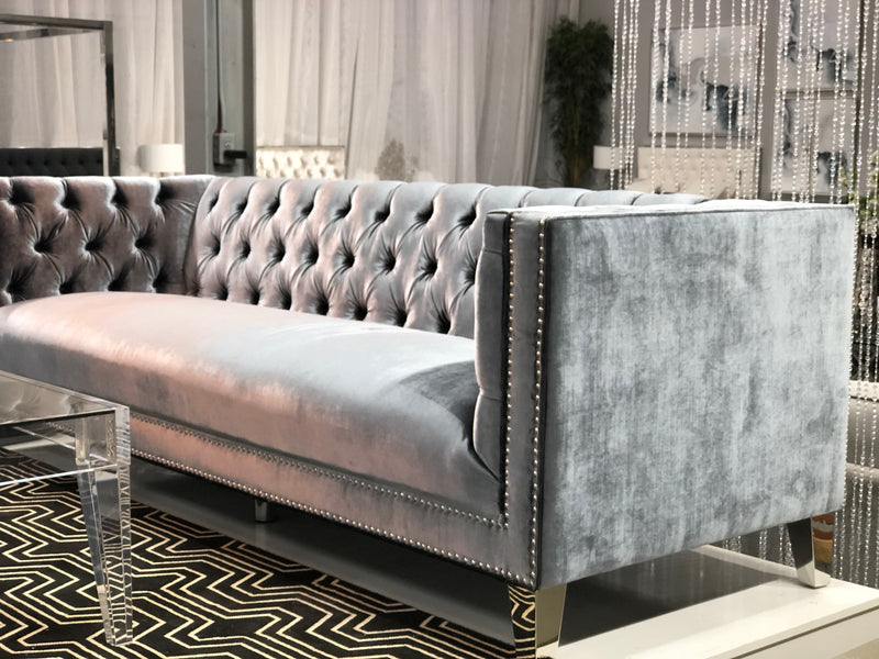 Clara Charcoal Grey Velvet Sofa