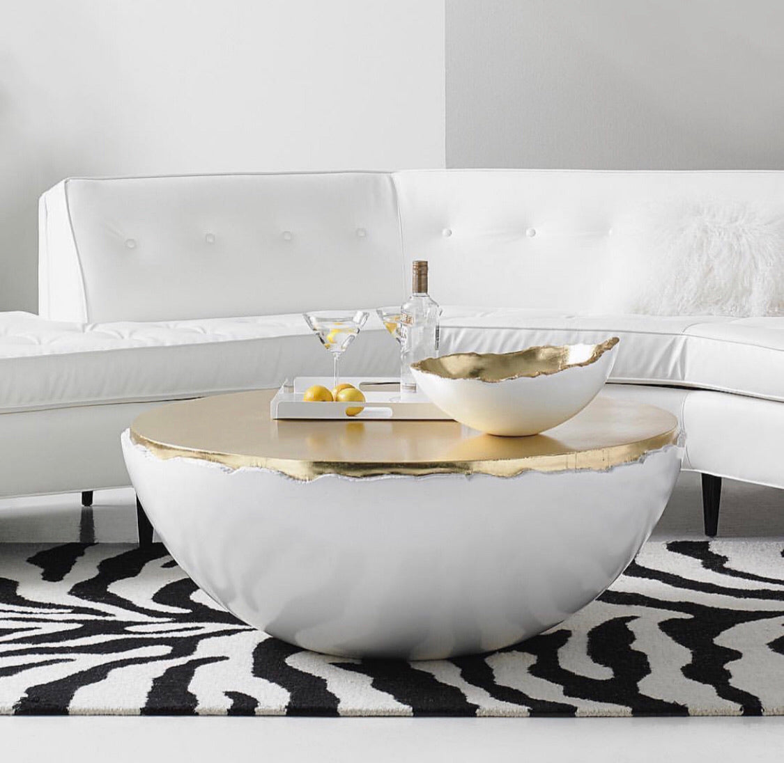 Egg White and Gold Leaf Decorative Bowl