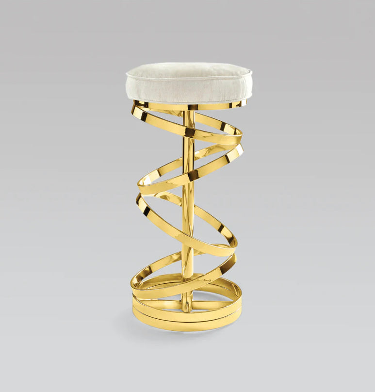 Madelynn Glam Ivory Linen & Gold Counter Stool