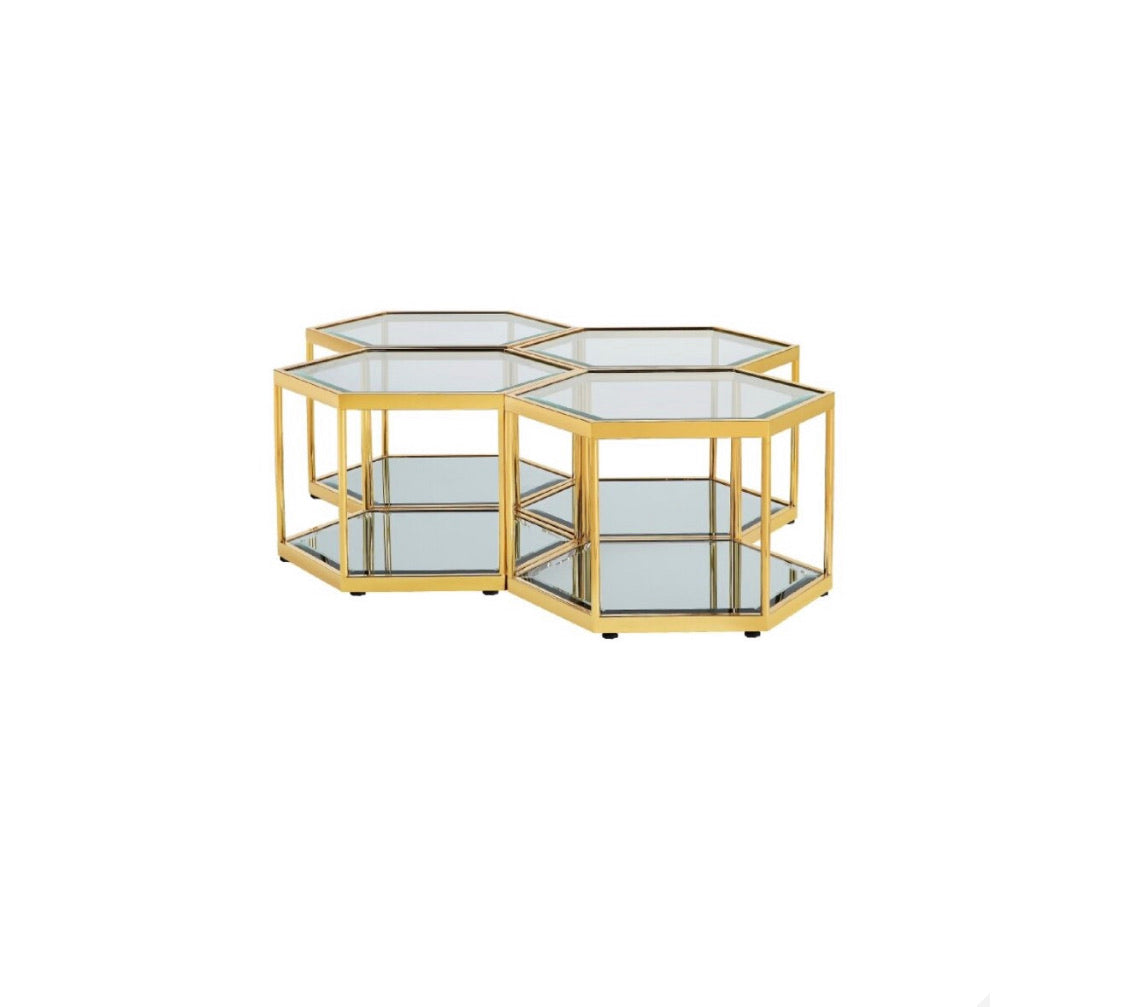 Honeycomb Gold Coffee Table (Set of 4)