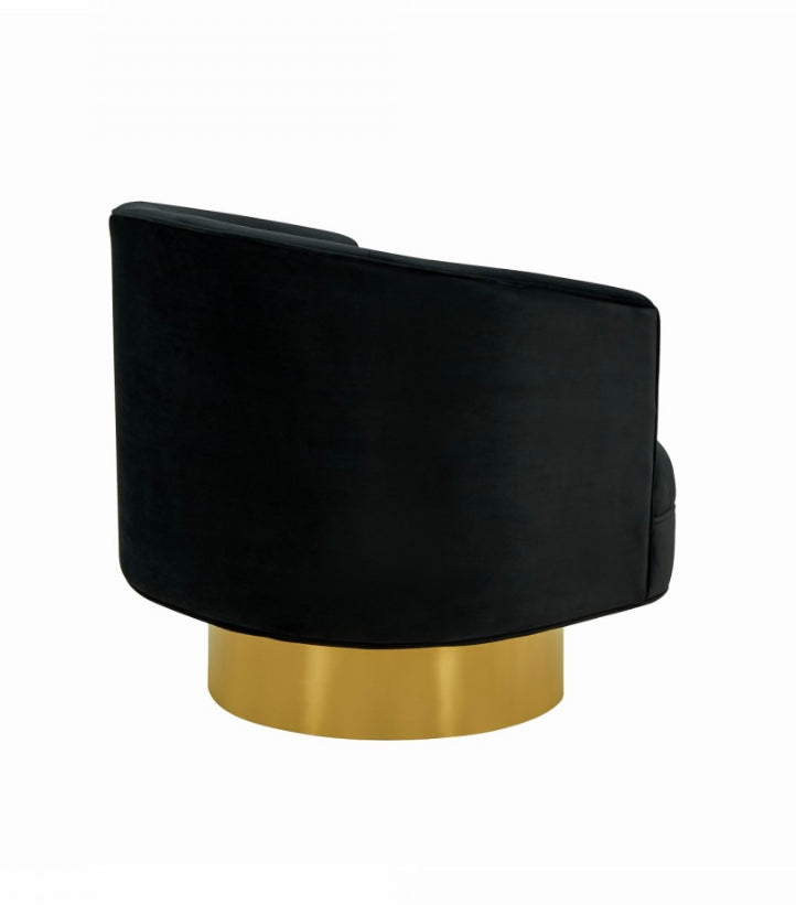 Bergen Modern Black Fabric with Brushed Gold Accent Chair
