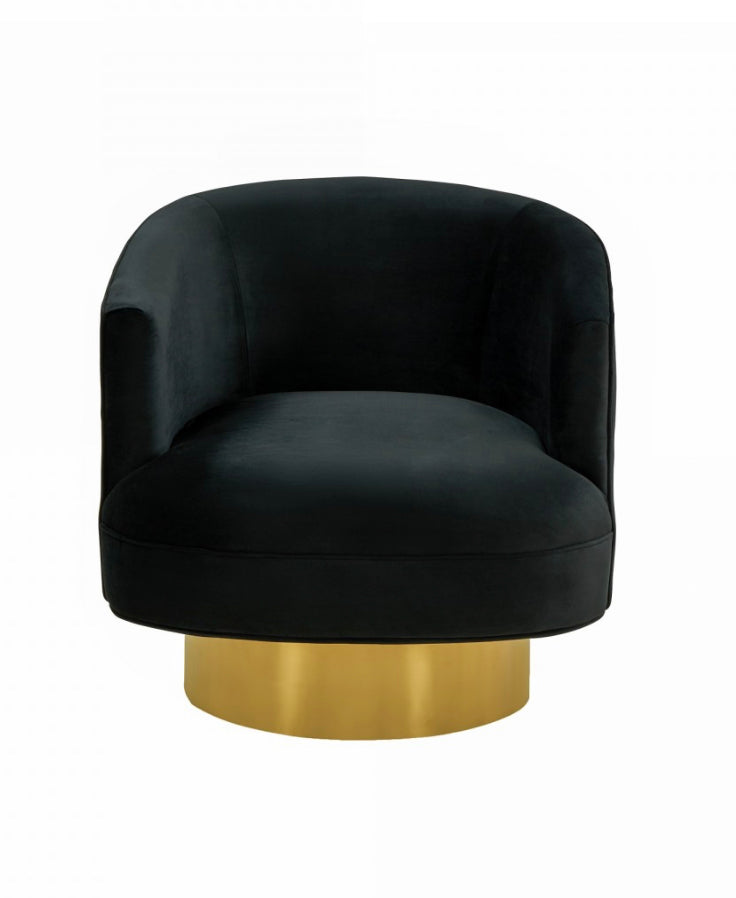 Bergen Modern Black Fabric with Brushed Gold Accent Chair