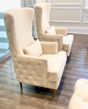 Rolf Cream Tall Tufted Back Chair  - Luxury Living Collection