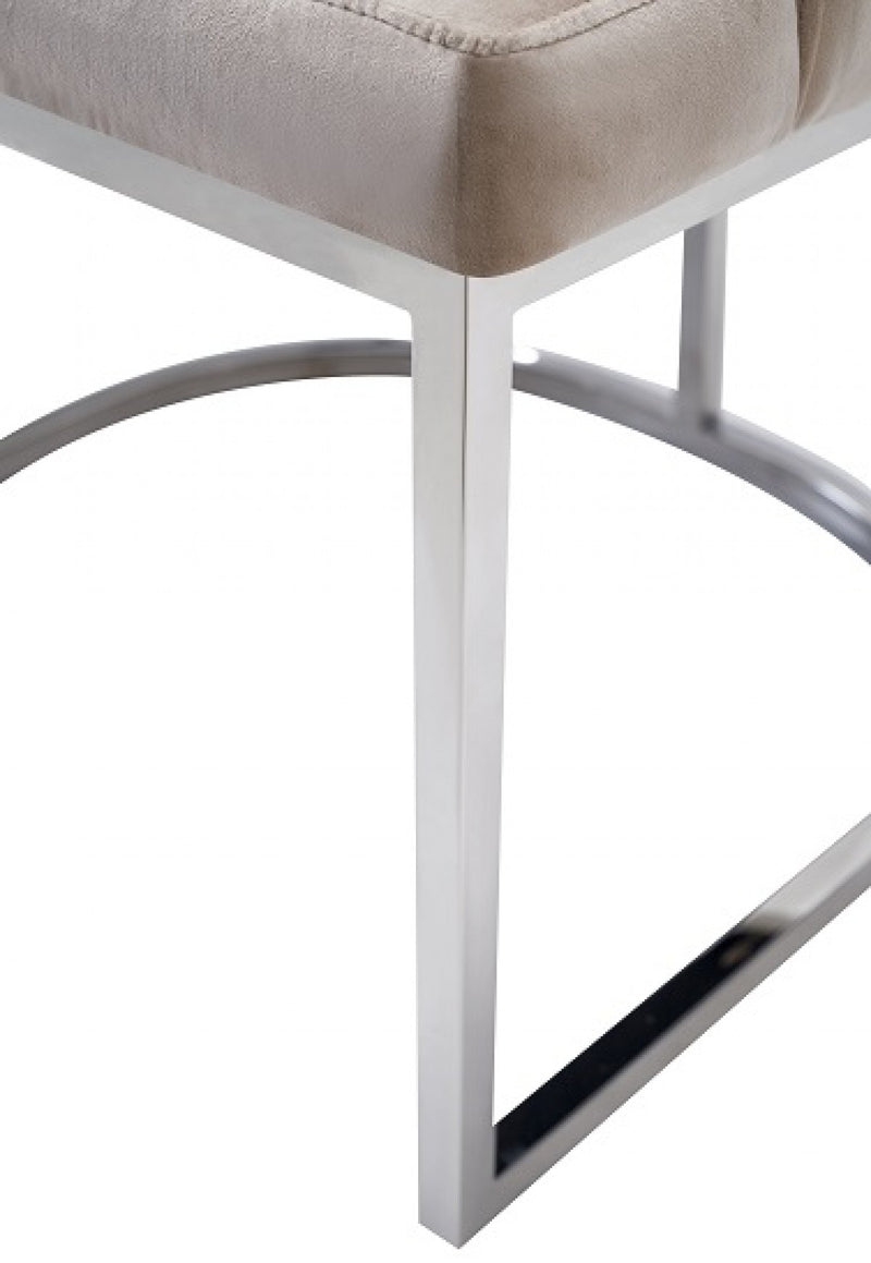 Uma Beige Velvet and Stainless Steel Dining Chair (Set of 2)