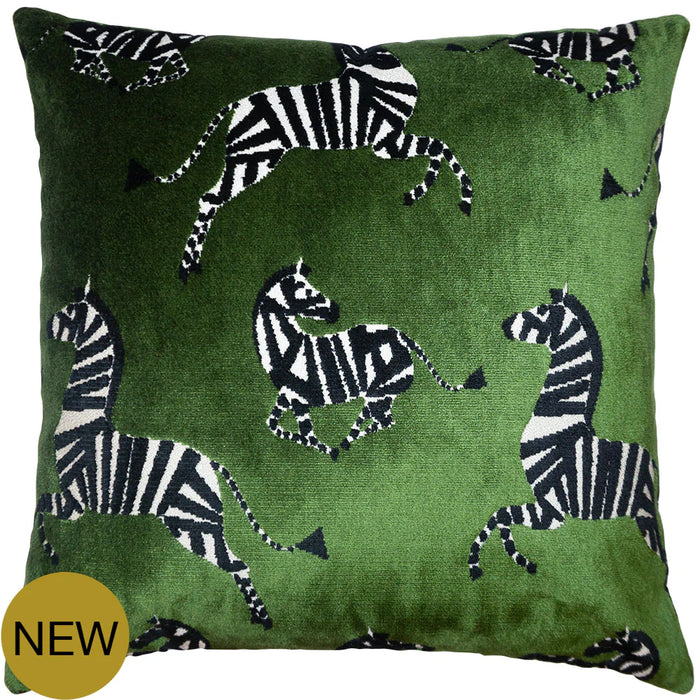Green Zebra Throw Pillow Cover - Designer Collection