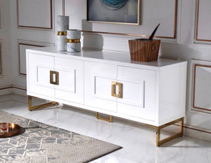 Tessie Contemporary White Gloss & Champagne Gold Buffet