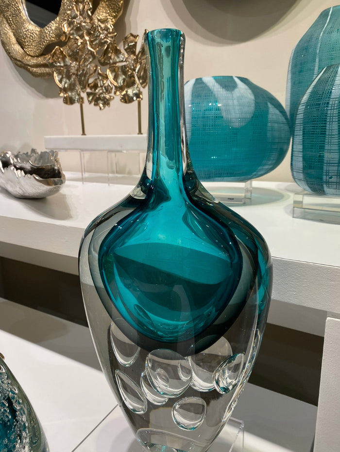 Carmel Azure Art Glass Vase - Luxury Living Collection