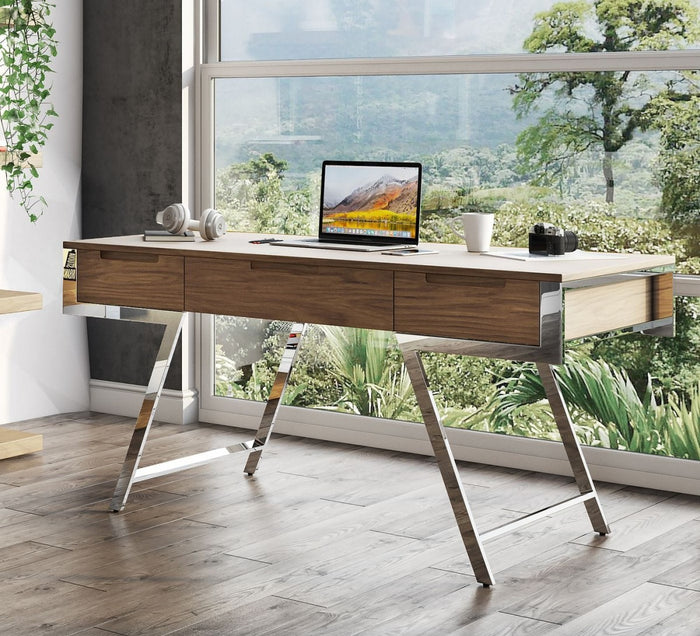 Bryonia Modern Walnut Veneer Desk