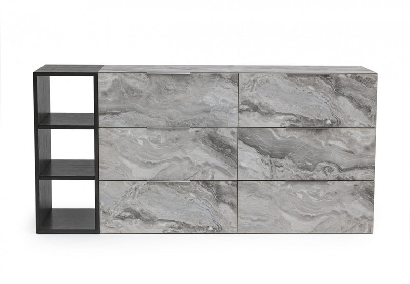 Hills Modern Grey Wash & Faux Marble Dresser