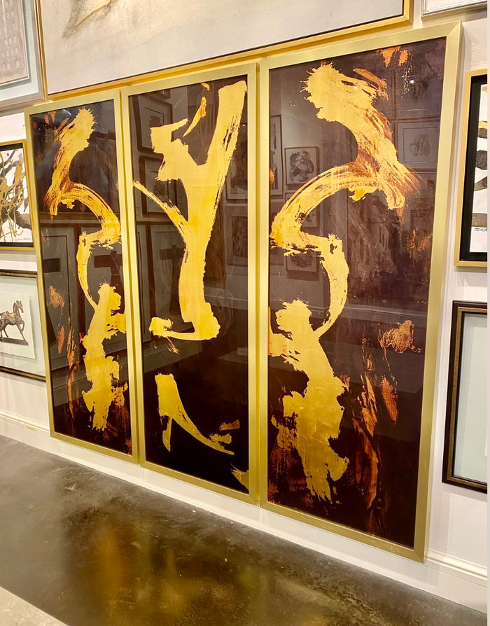 Reverse Gold Leaf Wall Panel Painting III - Luxury Living Collection