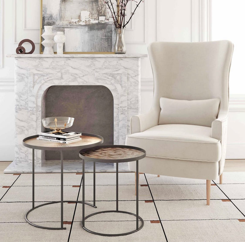 Rolf Cream Tall Tufted Back Chair  - Luxury Living Collection