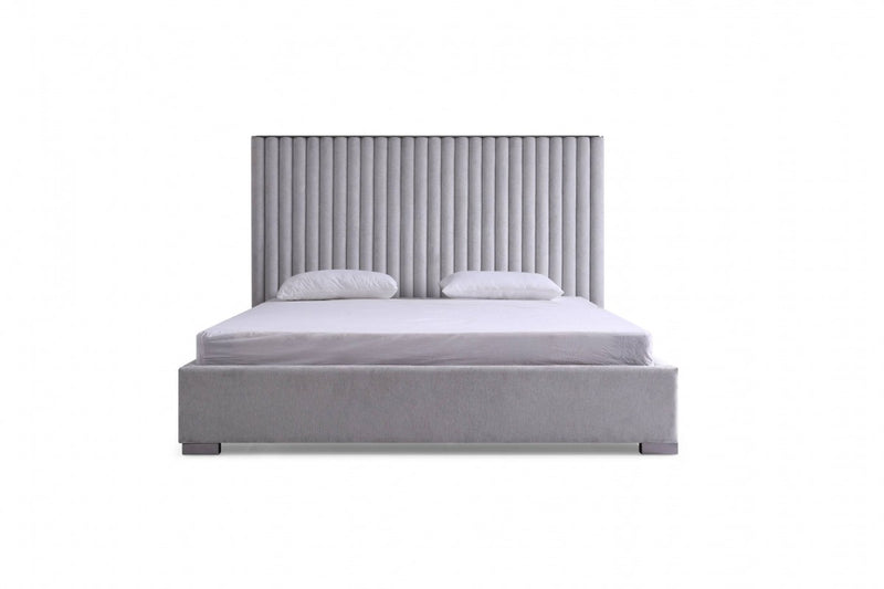 Surya Silver + Grey Velvet Upholstered King Platform Bed