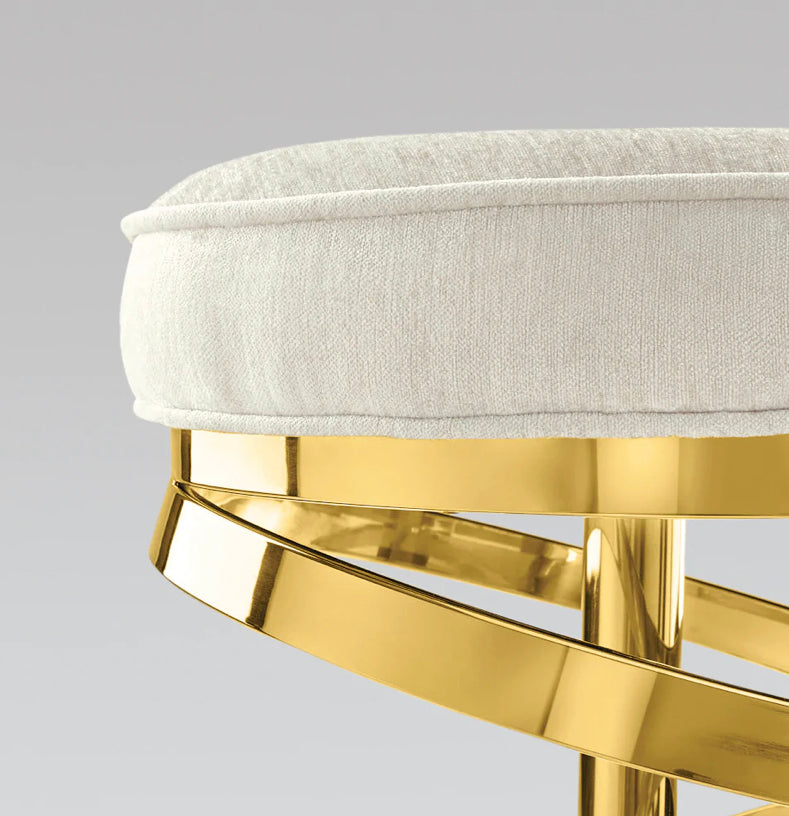 Madelynn Glam Ivory & Gold Counter Stool