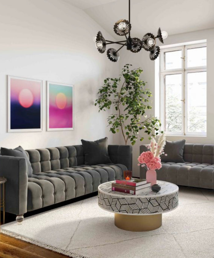 Belgravia Grey Velvet Sofa - Luxury Living Collection