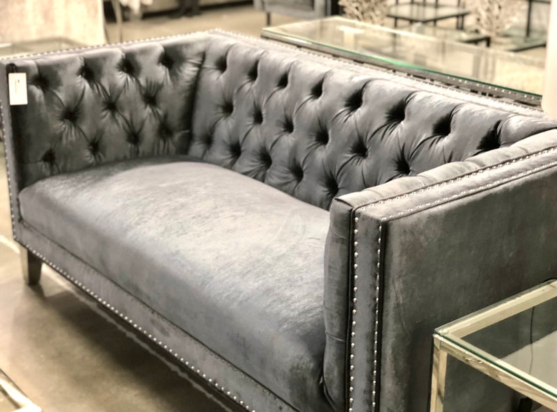 Clara Charcoal Grey Velvet Sofa