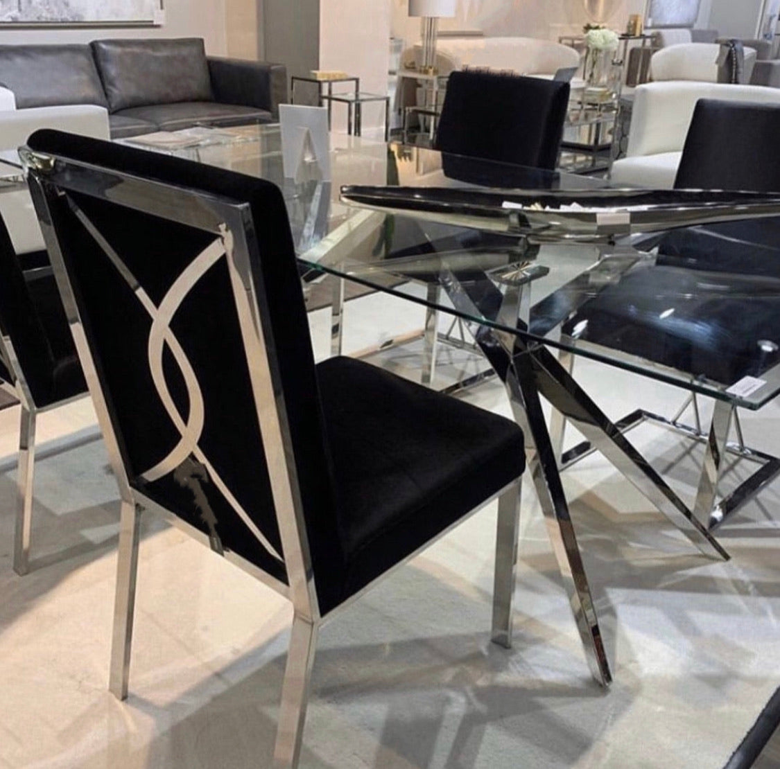 Amabilia Black Velvet Dining Chair