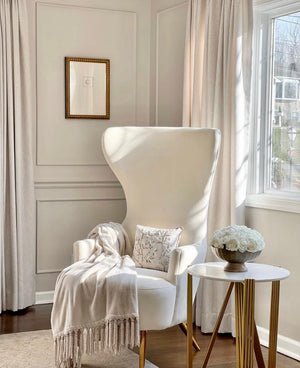 Versailles Cream Velvet Wingback Chair - Luxury Living Collection