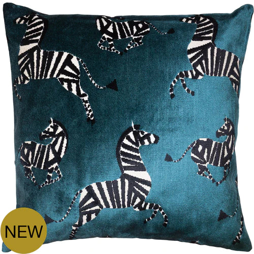 Blue Teal Zebra Throw Pillow Cover - Designer Collection