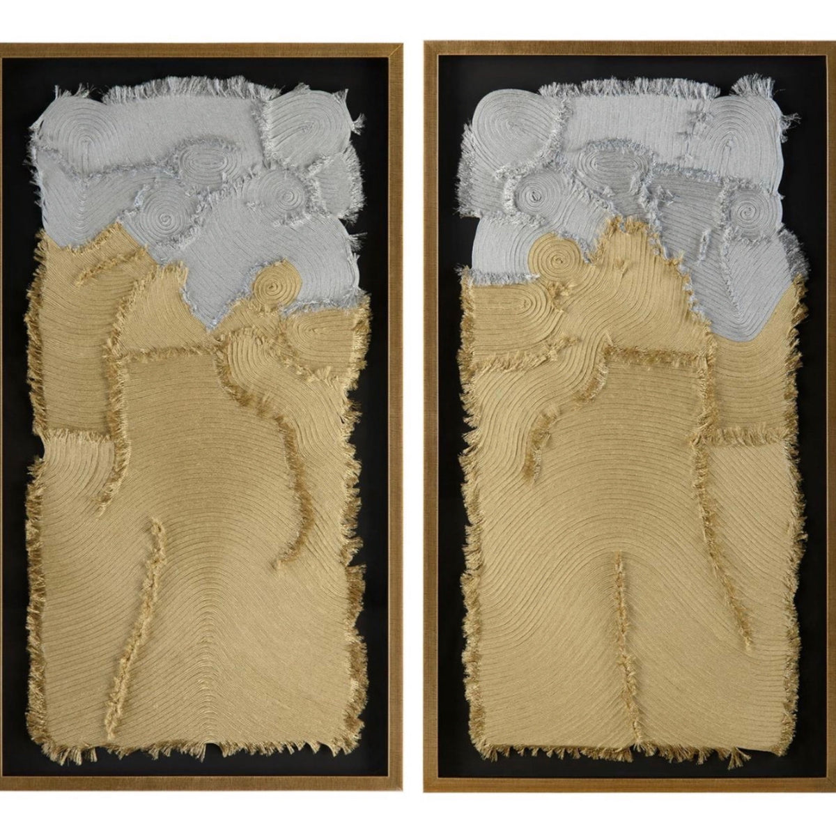 Chantal Gold & Silver Fringed Paintings - Luxury Living Collection