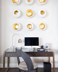 Egg Shells White and Gold Leaf Wall Sculpture (Set of Four)