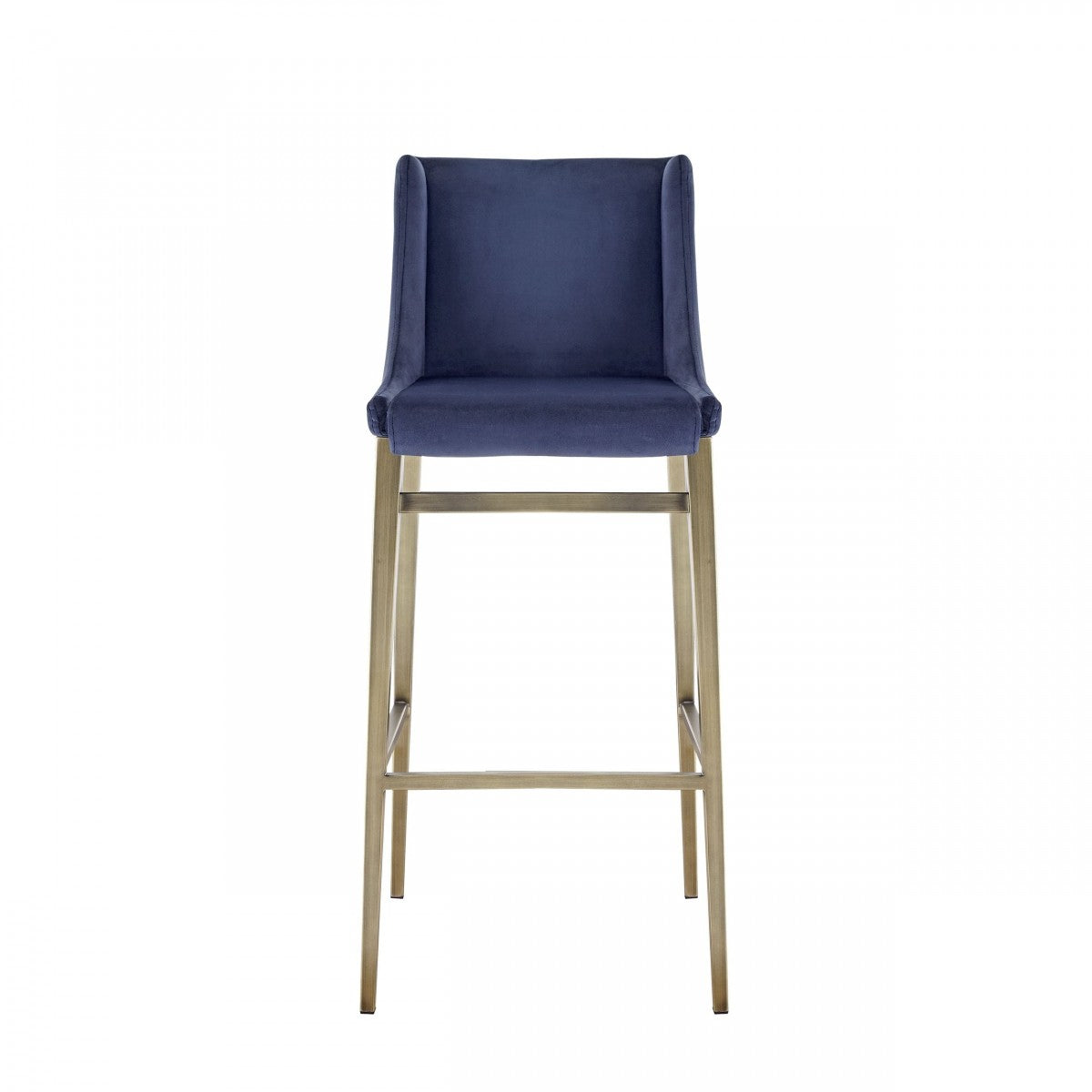 Sita Blue Velvet & Antique Brass Bar Stool (Set of 2)