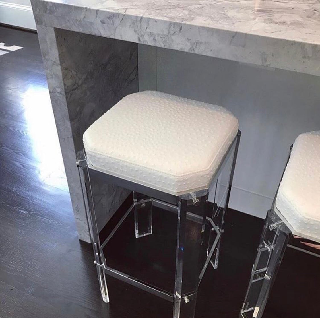 Erline White Ostrich With Polished Nickel Counter Stool