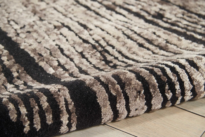Tillie Noir Burst Wool & Silk Area Rug - Elegance Collection