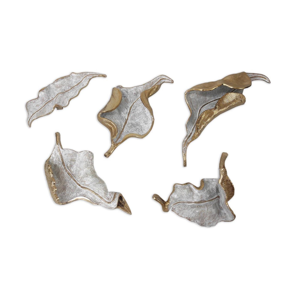 Abree Curling Leaves Wall Sculpture (Set of Five) - Luxury Living Collection