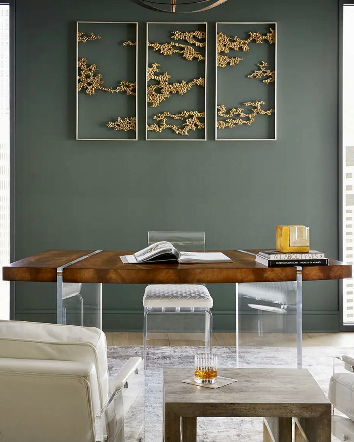 Lotus 77” Walnut Finish Desk - Luxury Living Collection