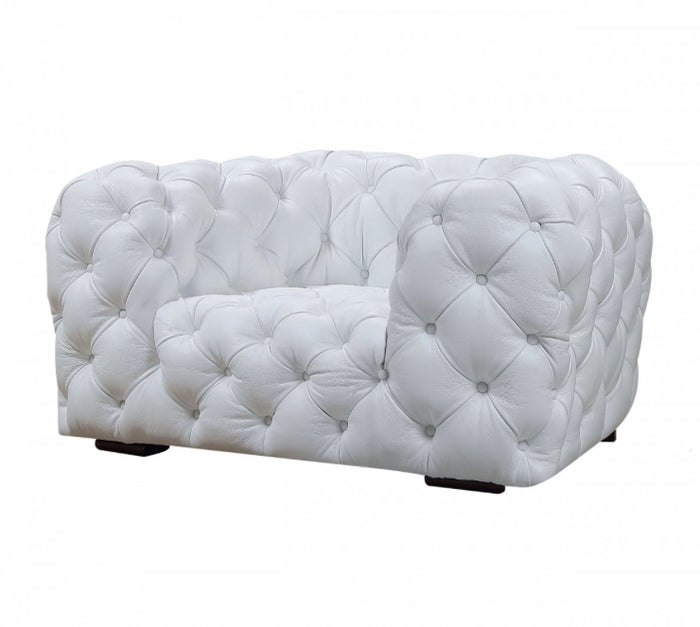 Devi White Italian Leather Accent Chair