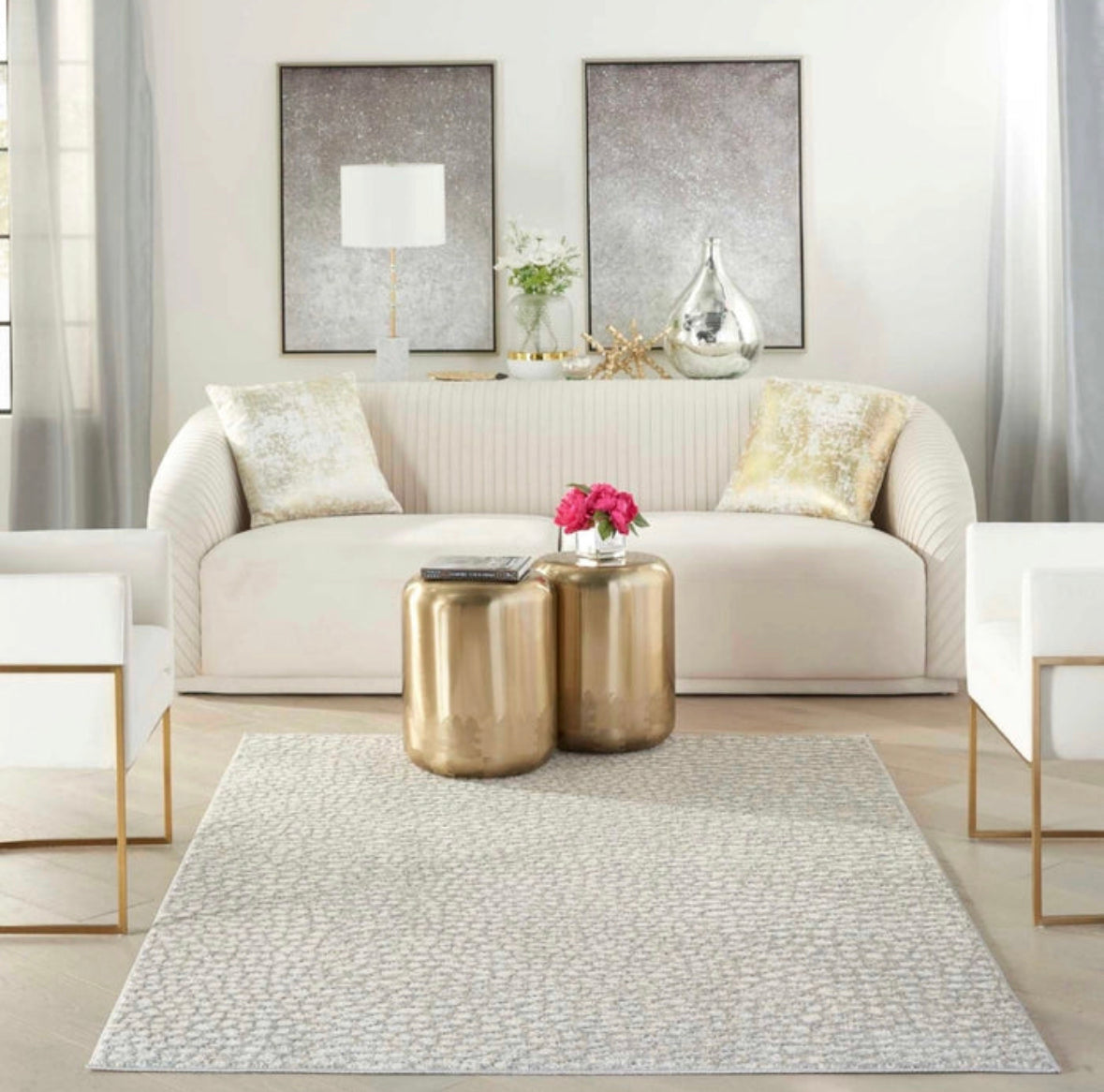 Jules Cream Velvet With Gold Frame Chair - Luxury Living Collection