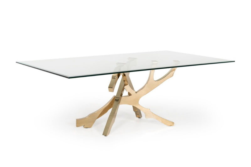 Erra Modern Glass & Gold Dining Table