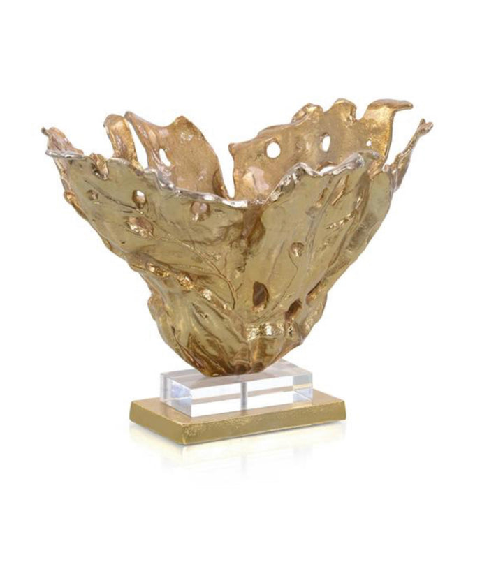 Gold & Acrylic Leaf Sculpture - Luxury Living Collection