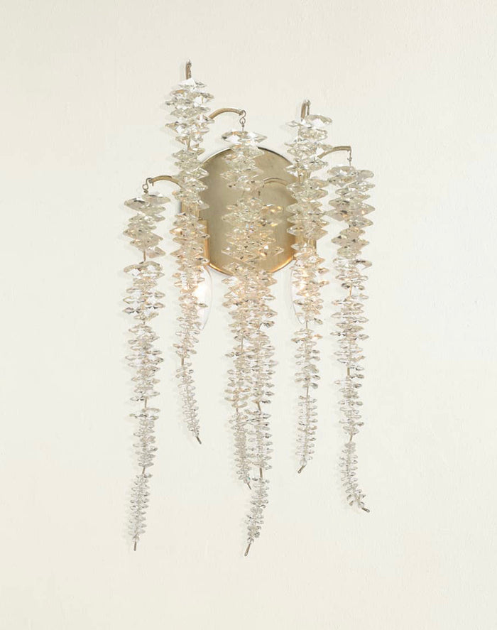 Aries Cascading Crystal Two-Light Wall Sconce - Luxury Living Collection