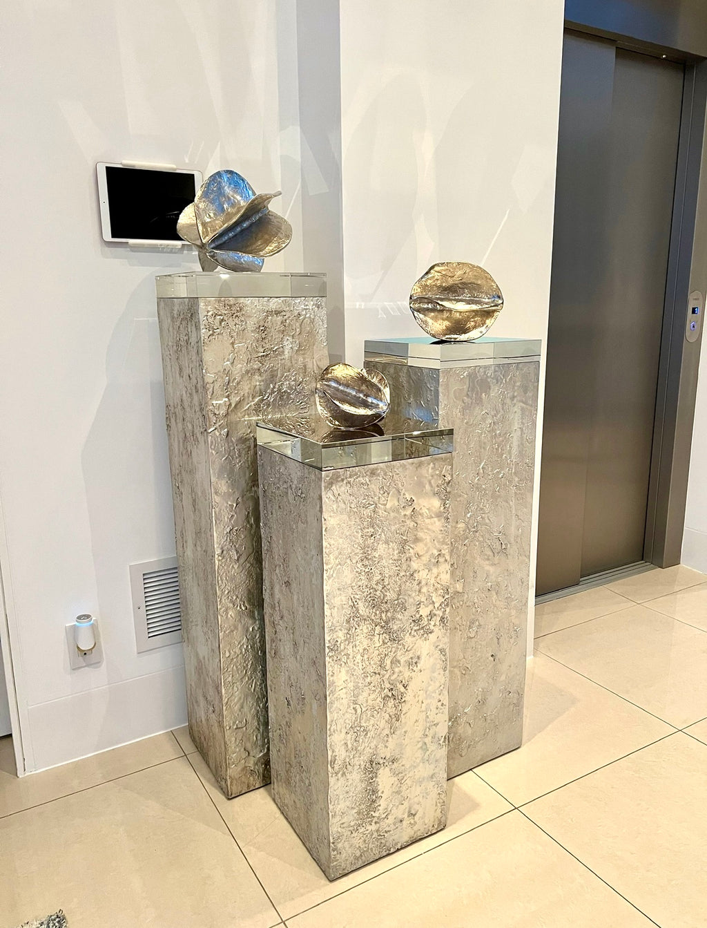 Lyanna Washed Silver Pedestals - Luxury Living Collection