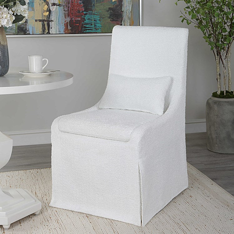 Hazel Armless White Linen Chair